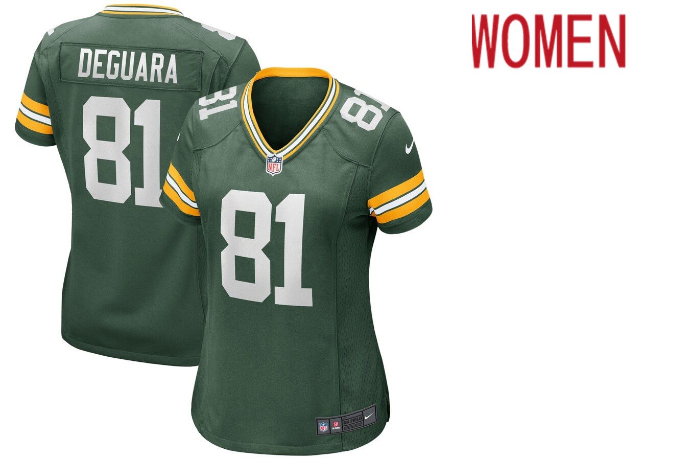 Women Green Bay Packers #81 Josiah Deguara Nike Green Game NFL Jersey->women nfl jersey->Women Jersey
